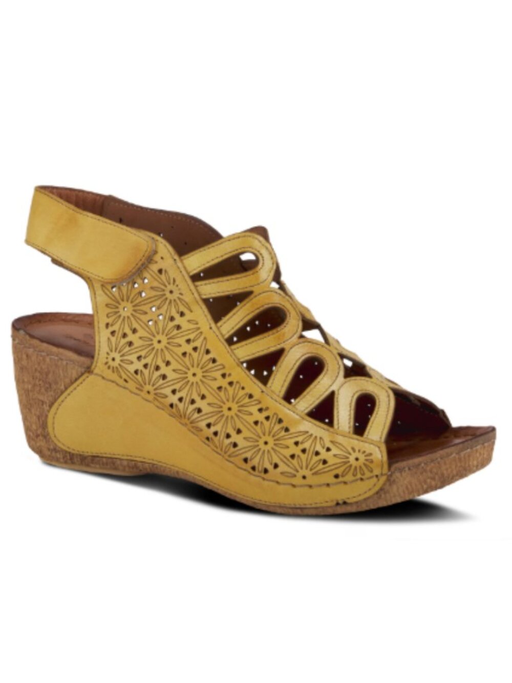 Spring Step Inocencia Wedge Sandal Yellow Women's 40 US 9 Boho Summer